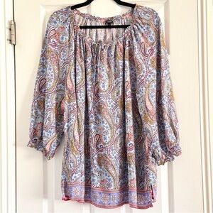 🌻 Talbots Paisley Tie Front Blouse 2Xp